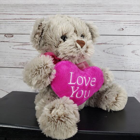 Inter American Gray Teddy Bear Holding Love Heart Plush - Picture 4 of 10